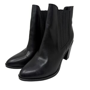 Mia Ankle Boots Womens Size 8.5 Santos Booties Black Stretch Stacked High Heel